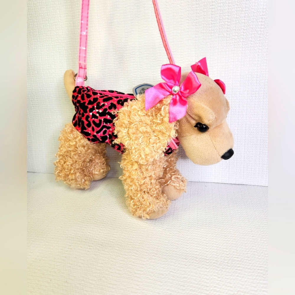 Poochie and Co. Cocker Spaniel with Pink/Black Leopard Body bag plush